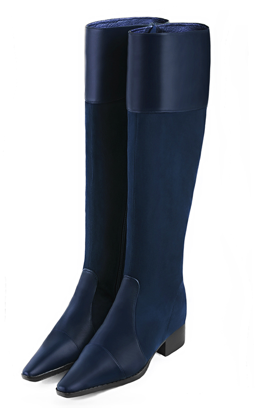 French elegance and refinement for these navy blue riding knee-high boots, 
                available in many subtle leather and colour combinations. Record your foot and leg measurements.
We will adjust this beautiful boot with inner zip to your leg measurements in height and width.
For fans of slim, feminine designs.
You can customise it with your own materials and colours on the "My favourites" page.
 
                Made to measure. Especially suited to thin or thick calves.
                Matching clutches for parties, ceremonies and weddings.   
                You can customize these knee-high boots to perfectly match your tastes or needs, and have a unique model.  
                Choice of leathers, colours, knots and heels. 
                Wide range of materials and shades carefully chosen.  
                Rich collection of flat, low, mid and high heels.  
                Small and large shoe sizes - Florence KOOIJMAN